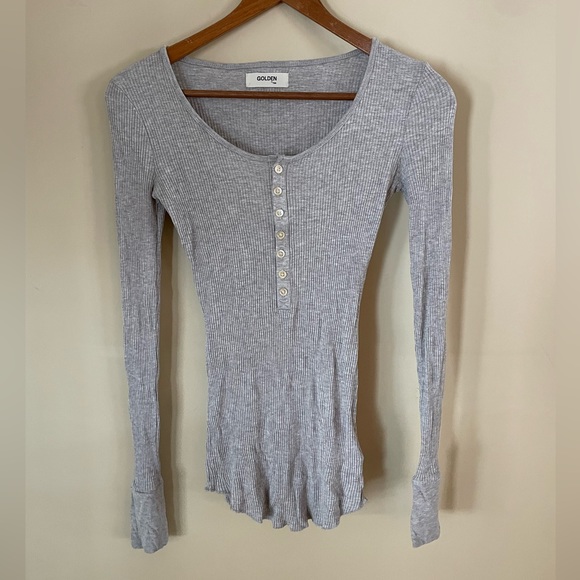 Aritzia Golden by TNA Hennechar Long Sleeve Shirt Size XS - Picture 3 of 10